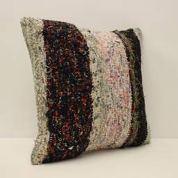 Handmade Turkish Kilim Pillow Cover, Boho Throw, 16x16 - thumbnail 2