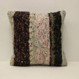 Handmade Turkish Kilim Pillow Cover, Boho Throw, 16x16 - thumbnail 1