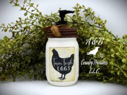"Ball Mason Jar Hand Soap Dispenser With Vintage Farmhouse Style ""Farm Fresh Eggs" - thumbnail 1