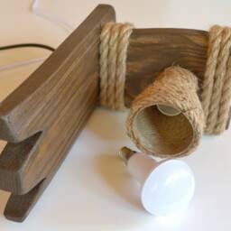 Wooden Sconce, Wall Light, Lamp Wooden, Bedroom Lamp, Wooden Rope Living Room Lighting, Rustic Loft Fixture - thumbnail 4