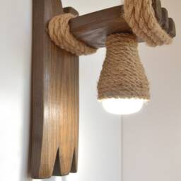Wooden Sconce, Wall Light, Lamp Wooden, Bedroom Lamp, Wooden Rope Living Room Lighting, Rustic Loft Fixture - thumbnail 3