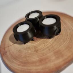 Spooky Cauldron Tea Light Holders - Set Of 3, Halloween Themed Lights - thumbnail 2