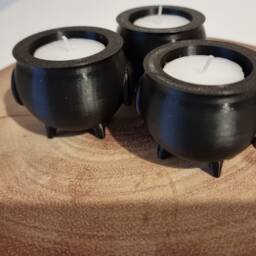 Spooky Cauldron Tea Light Holders - Set Of 3, Halloween Themed Lights - thumbnail 3