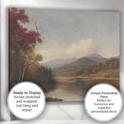 Tranquil Autumn Lake Mountain Woodland Landscape Canvas Wall Art Print Decor Picture Ready To Hang - thumbnail 3