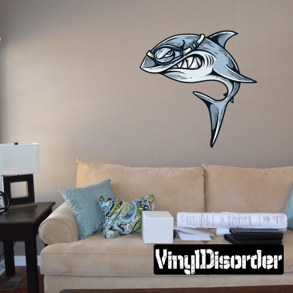 Swimming Shark Wall Decal - Fabric Vinyl Removable & Reusable Swimminguscolor002Et