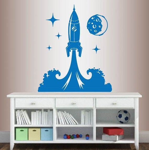 In-Style Decals Wall Vinyl Decal Decor Art Sticker Kids Rocket & Planet Stars Space Ship Shuttle Boy Nursery Bedroom Stylish Design 2247 - image 1