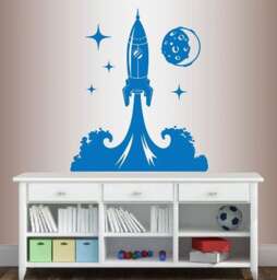 In-Style Decals Wall Vinyl Decal Decor Art Sticker Kids Rocket & Planet Stars Space Ship Shuttle Boy Nursery Bedroom Stylish Design 2247 - thumbnail 1