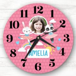 Girls Room Ballet Pink Ballerina Photo Custom Gift Personalised Clock - thumbnail 1