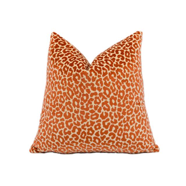 Timothy Corrigan For Schumacher - Madeleine Grenadine Luxurious Leopard Print Velvet Designer Cushion Cover Handmade Throw Pillow - image 1