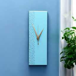 Unique Hand Painted Wall Clock, Blue Rectangle Silent Clock 30cm - thumbnail 4