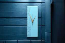 Unique Hand Painted Wall Clock, Blue Rectangle Silent Clock 30cm - thumbnail 1