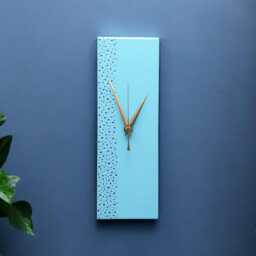 Unique Hand Painted Wall Clock, Blue Rectangle Silent Clock 30cm - thumbnail 2