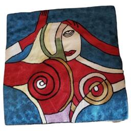 "Silk Embroidery Throw Pillow Cover Modern Abstract Art - 18.5""x18.5" - thumbnail 2