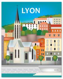 Lyon France Print, Art, French Poster, Art, Canvas, Loose Petals Art Style E8-O-Lyo - thumbnail 1