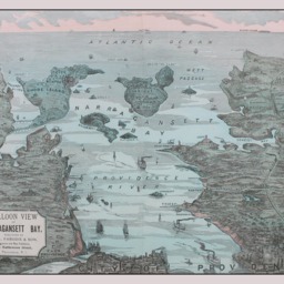 Antique Narragansett Bay Map Print Balloon View, Photo Or Canvas - thumbnail 2