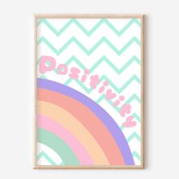 Set Of 2 Teen & Tween Girl Prints. Positivity Rainbow It's A Vibe. Prints For Girls Bedroom Playroom - Prints Only - thumbnail 2