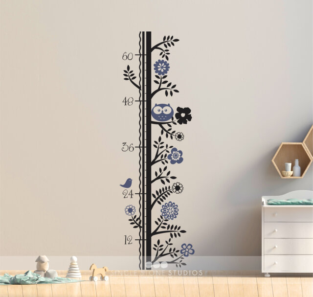 Nursery Growth Chart Wall Decal Woodland Animals - Vinyl Art Custom Home Decor - image 1