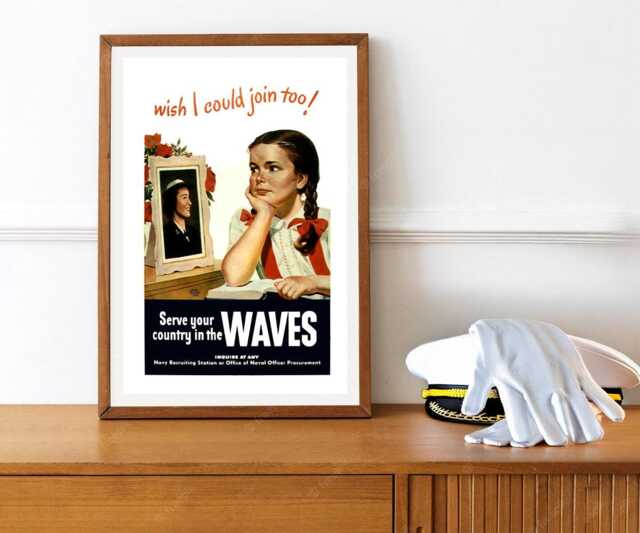 Reprint Of A Ww2 Us Waves Recruitment Poster - - image 1