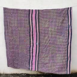 Vintage Sari Kantha Quilt Reversible Hand-stitched Indian Throw - thumbnail 3