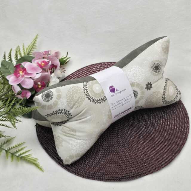 Reading Bone Mandala Beige - Neck Pillow Neck Roll Cushion Bookend Decoration Washable - image 1
