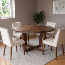 Round Walnut Table - Handmade, Modern Design, Compact, Space-Saving, Multi-Purpose Dining & Work - thumbnail 3
