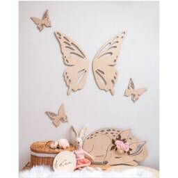 Butterflies Shape Theme Wooden Birchwood Laser Cut Craft Wall Decor - thumbnail 2