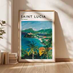 st. Lucia Travel Poster Caribbean Island Art Print, Pitons View - thumbnail 3