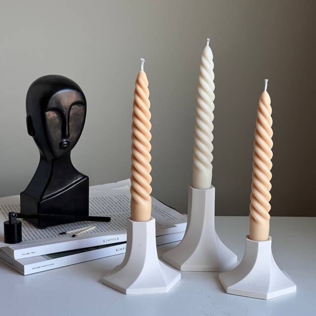 Swirl Candlestick Holder Jesmonite Table Decor - image 1