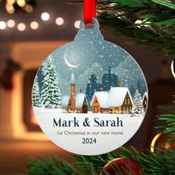 New Home Christmas Ornament, Acrylic 1st in Our Decoration, First Gift, House, Housewarming Gift With Red Bag - thumbnail 3