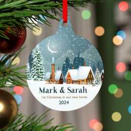 New Home Christmas Ornament, Acrylic 1st in Our Decoration, First Gift, House, Housewarming Gift With Red Bag - thumbnail 1