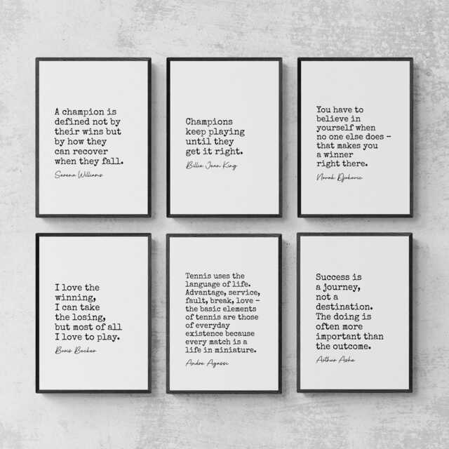 Tennis Quote Typewriter Prints, Sport Lover Gift Set Of 6 Prints - image 1