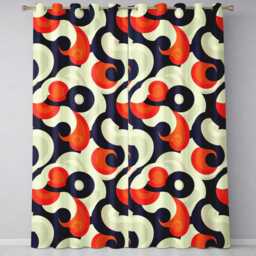 Abstract Swirl Shapes Bold Contrast Seamless Pattern Readymade Eyelet Ring Top Thermal 100% Blackout Curtains - thumbnail 2