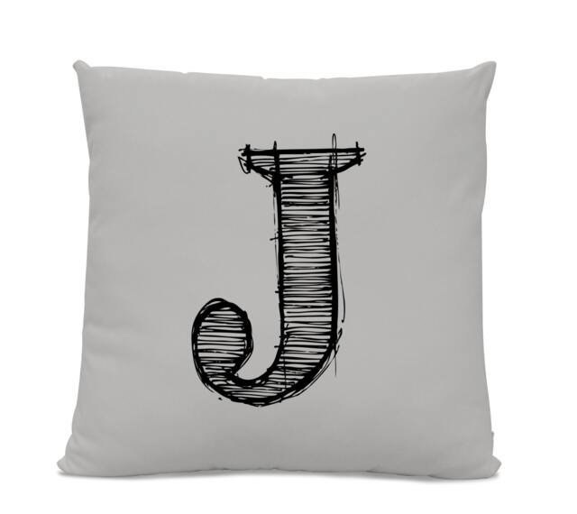 Initial Pillow - Letter With J Monogrammed Custom Throw