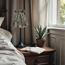 Pleated Lynx Animal Print Lampshade, Tapered Drum Style, Made in The UK - Animal Fabric Lamp Shades - thumbnail 2