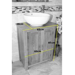 Solid Oak Bathroom Vanity Unit - Black Quartz Top Ceramic Basin Choice 310Bqcbc - thumbnail 4