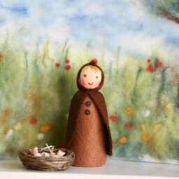 Root Children With Nest & Birds, Seasons Tabel, Flower Child, Spring, Waldorf, Nature Table - thumbnail 2