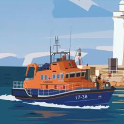 Buckie Moray Print - Lighthouse Pier Harbour Lifeboat Travel Poster - thumbnail 3