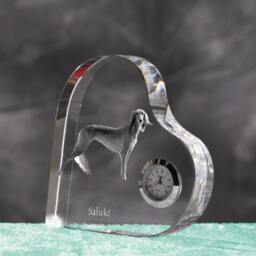 Saluki - Crystal Clock in The Shape Of A Heart With Image Pure-Bred Dog - thumbnail 2