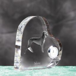 Saluki - Crystal Clock in The Shape Of A Heart With Image Pure-Bred Dog - thumbnail 3