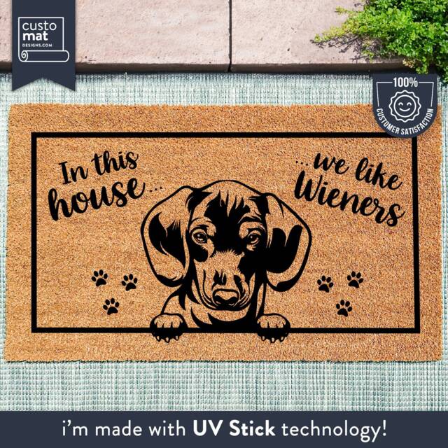 In This House We Like Wieners - Funny Wiener Dog Doormat Sausage Welcome Mat Mom Dachshund Lover - image 1