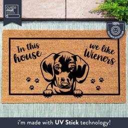 In This House We Like Wieners - Funny Wiener Dog Doormat Sausage Welcome Mat Mom Dachshund Lover - thumbnail 1
