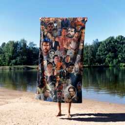 Henry Cavill Collage Towel - Movie Star Portrait Design Cinematic Actor Art Print Bold Bath Decor Unique Viral Gift For Film Fans - thumbnail 1