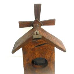 "Natural Teak Wood Carving Windmill Clock Carved Wall Hanging Home Art Decor Handmade Rustic Driftwood 10.75"" X 9"" 3" - thumbnail 4