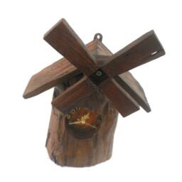 "Natural Teak Wood Carving Windmill Clock Carved Wall Hanging Home Art Decor Handmade Rustic Driftwood 10.75"" X 9"" 3" - thumbnail 2