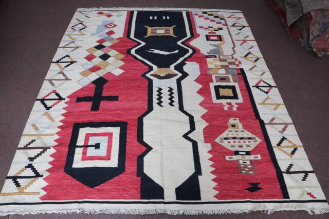 Kilim Rug 8x10, Large Kilim Rug, Wool 8x10 Area Rug. Custom Made - image 1