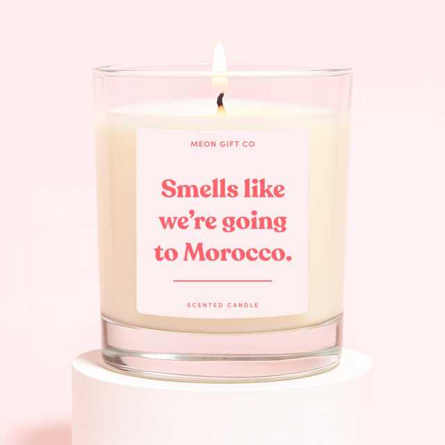 Morocco Gifts - We're Going To Surprise Trip Reveal Candle Label - image 1