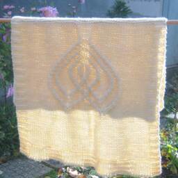 Wool Chunky Cable Blanket, Celtic Heart Knit Vintage Look Custom Boho Heart Afghan, Personalized Warm Chair Wrap - thumbnail 3