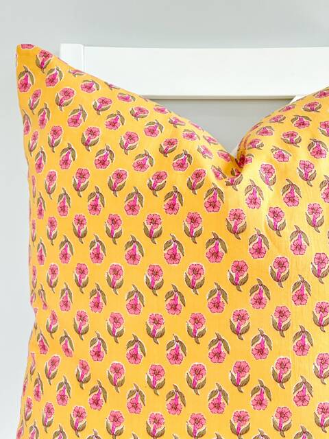 Indian Block Print Pillow Cover , Cotton Voile Hand Mede - image 1