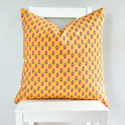 Indian Block Print Pillow Cover , Cotton Voile Hand Mede - thumbnail 2