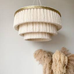 Fringe Pendant Light, Cotton Light Fixture, Boho Nursery Ceiling Lamp, Bedroom Lighting - thumbnail 1